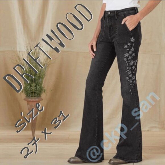 Driftwood Farrah Embroidered Flare Jeans Sz 27